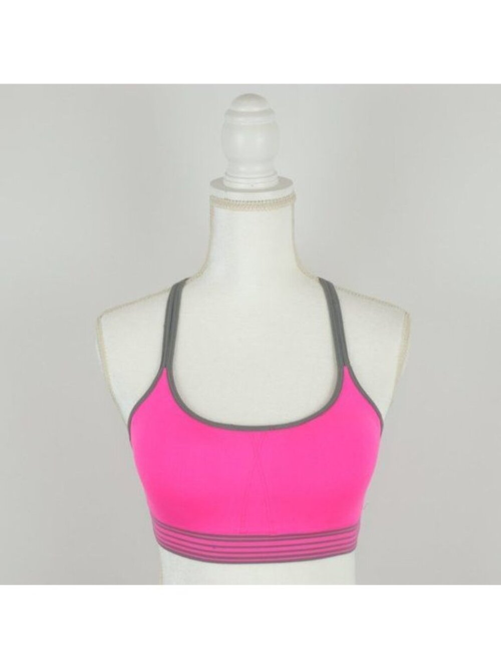 Athleta Women's Medium Pink & Gray Y-Strap Padded Seamless Padded Sports Bra